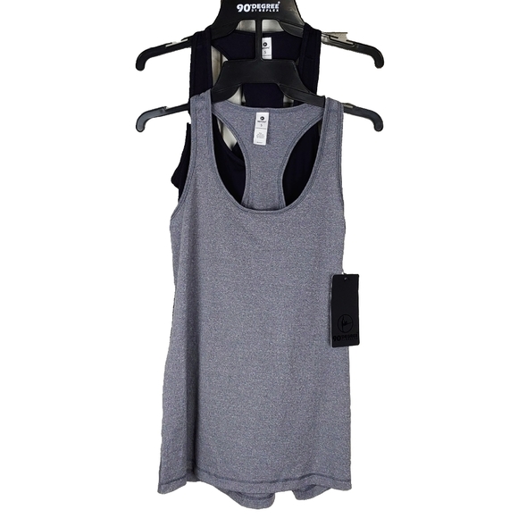 NWT 90 Degree by Reflex Gray & Black Racer Back Tops - Picture 5 of 8